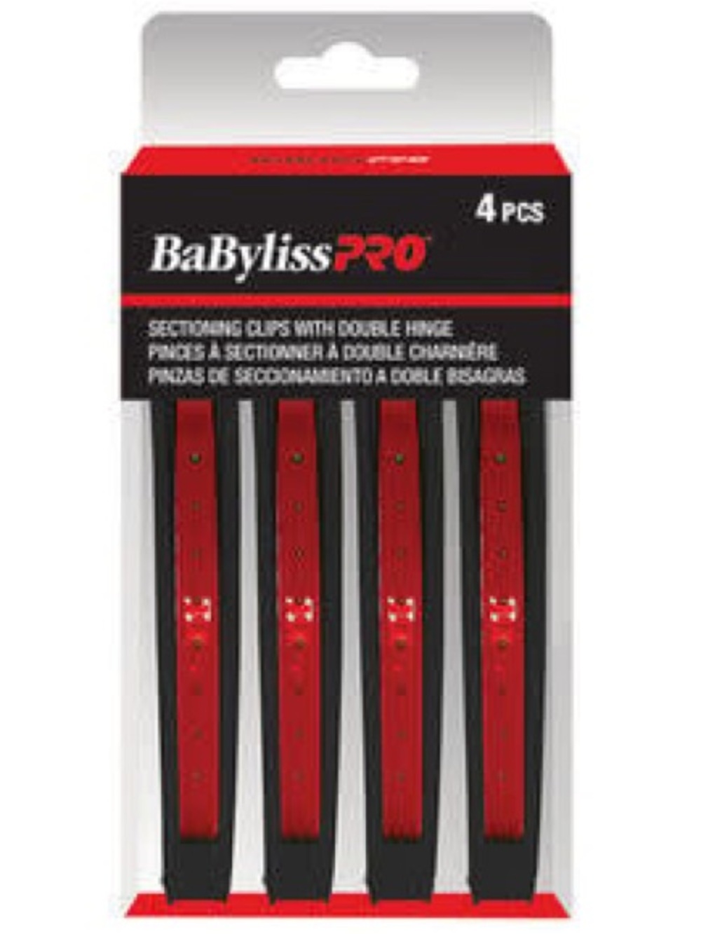 BABYLISS Pro DOUBLE HINGE CLIP 4/pk